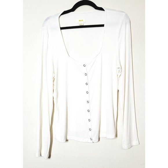 Anthropologie Maeve Womens XL Cardigan Top Stretch Square Neck White Long Sleeve - Picture 11 of 11